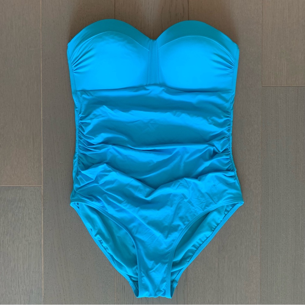 Moontide Blue Strapless Ruched One Piece Swimsuit